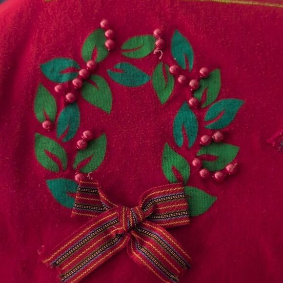 Victoria‎ Jones Woman Christmas Top Vintage Red Embroidery Beads Plaid - Picture 8 of 10